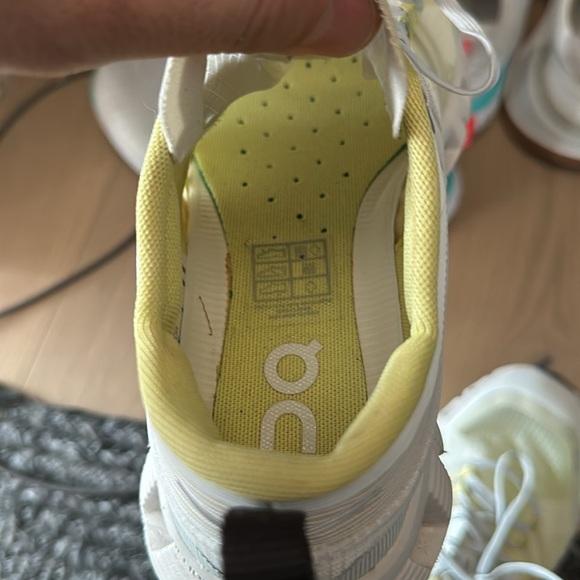On Running Women's White and Yellow Sneakers (Like New) - Picture 3 of 4